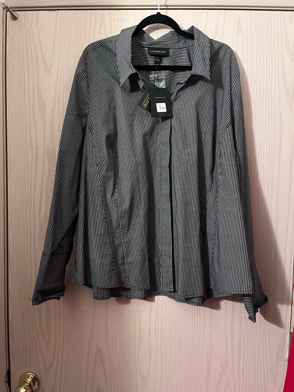 Lane Bryant Black and White Checked Lightweight Shirt